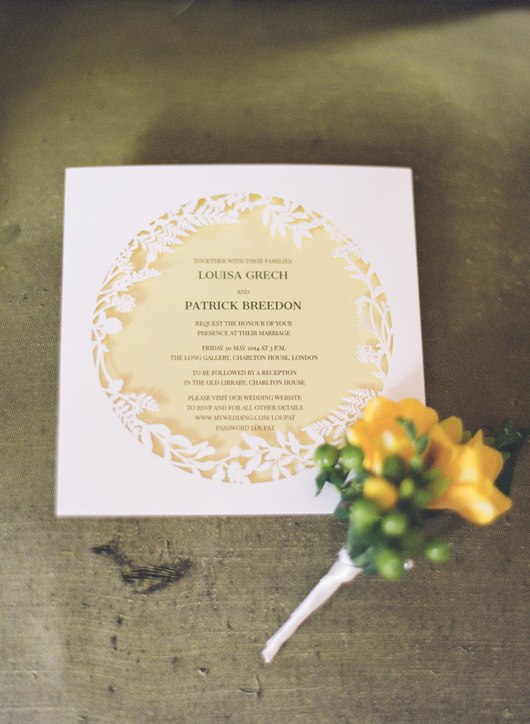 Cut Out Laser Stationery Invitation Classic Spring Yellow Wedding http://natashahurley.com/