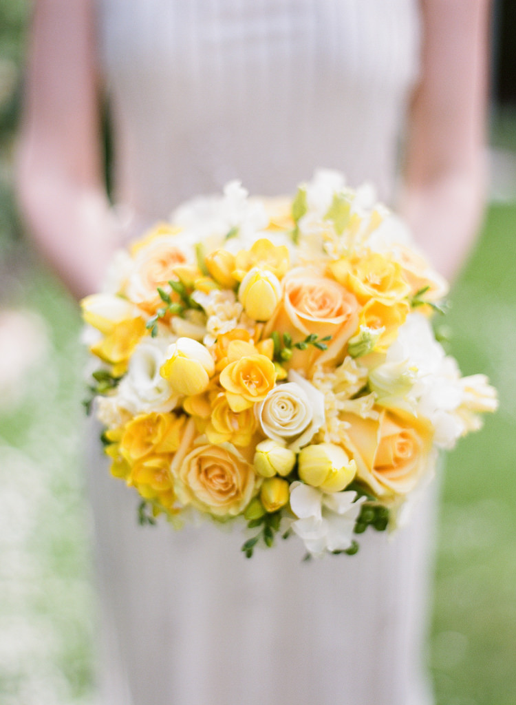 Bouquet Flowers Roses Tulips Bride Bridal Classic Spring Yellow Wedding http://natashahurley.com/