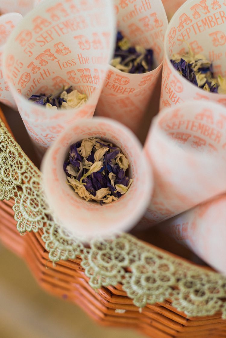 Confetti Cones Petals Rustic Floral Peach Wedding http://www.folegaphotography.co.uk/