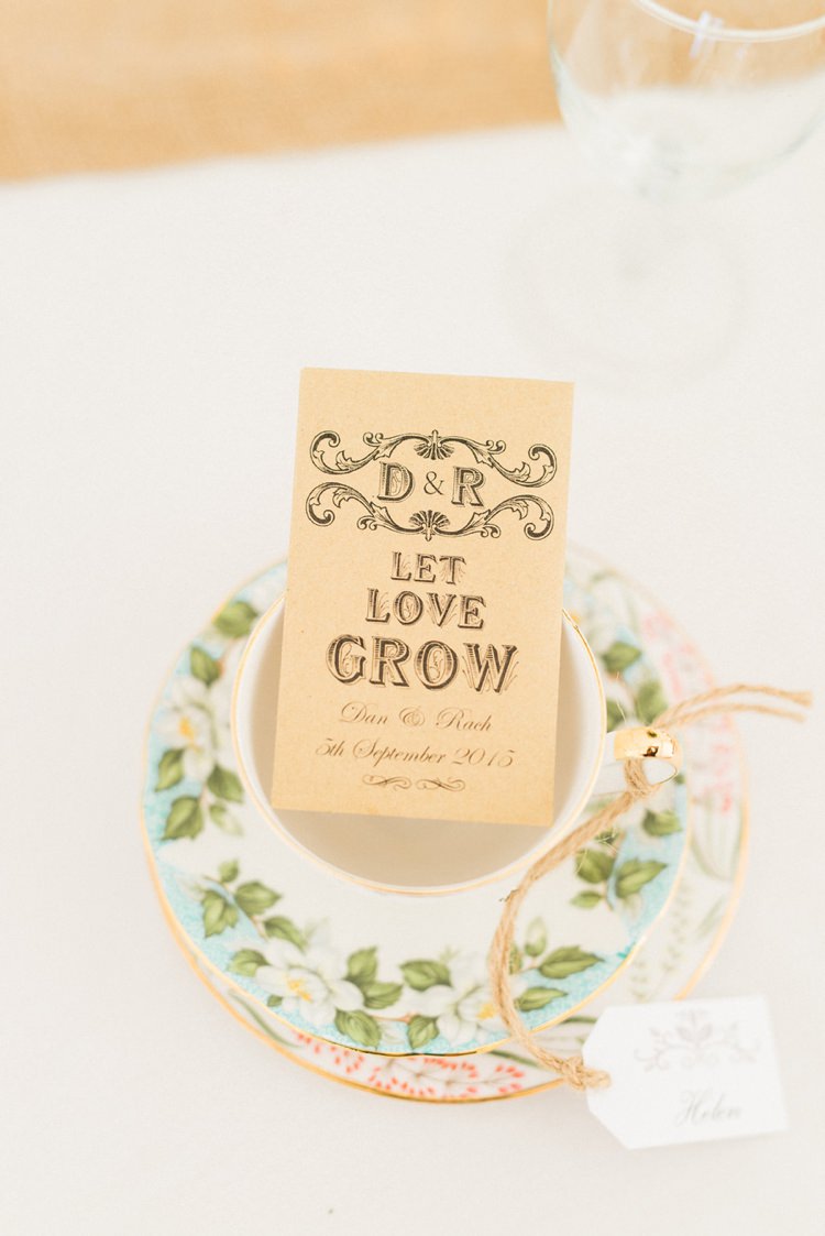 Tea Cup Seed Favours Rustic Floral Peach Wedding http://www.folegaphotography.co.uk/