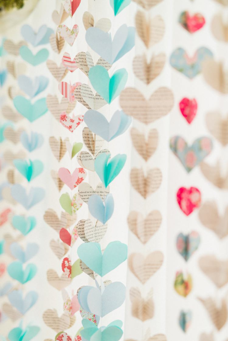 Paper Heart Backdrop Garland Rustic Floral Peach Wedding http://www.folegaphotography.co.uk/