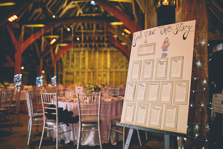 Love Story Table Plan Seating Chart Origami Books Barn Wedding http://storyandcolour.co.uk/