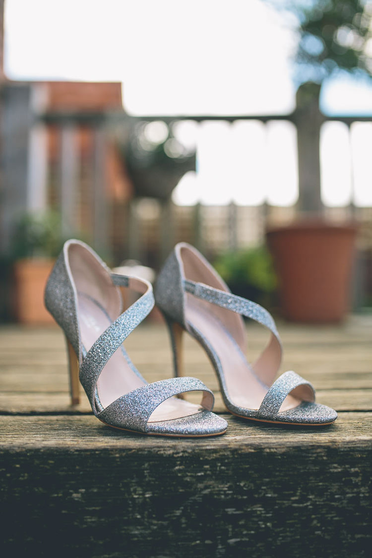Silver Glitter Strappy Heels Bride Bridal Shoes Origami Books Barn Wedding http://storyandcolour.co.uk/
