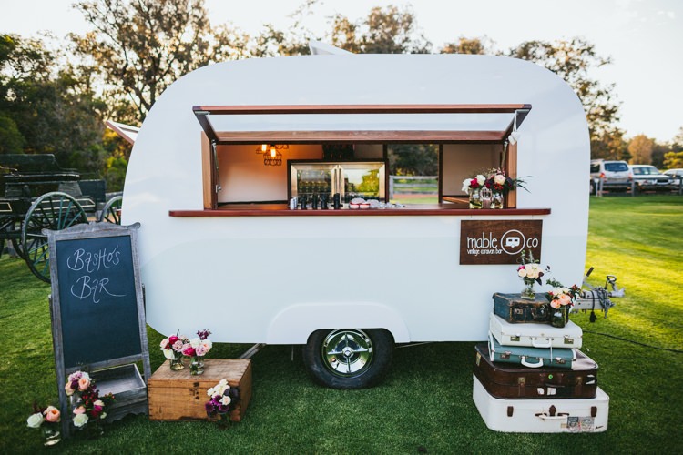 Caravan Bar Whimsical Barn Wedding Australia http://throughthewoodsweran.co.uk/
