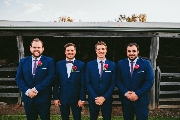 Blue Navy Suits Groom Groomsmen Bow Tie Whimsical Barn Wedding Australia http://throughthewoodsweran.co.uk/