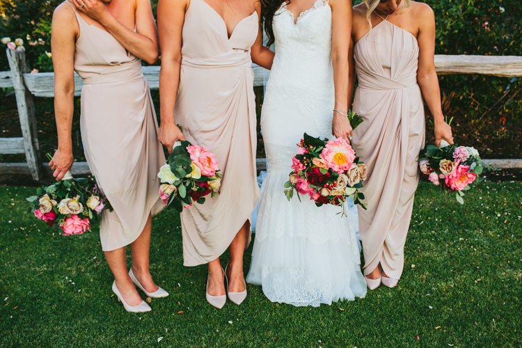 Nude Peach Bridesmaid Dresses Mismatched Long Mid Length Whimsical Barn Wedding Australia http://throughthewoodsweran.co.uk/