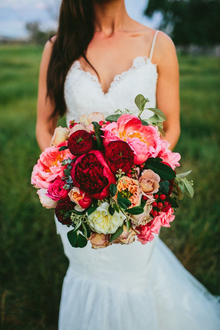 Pink Red Peony Peonies Rose Bouquet Flowers Bride Bridal Whimsical Barn Wedding Australia http://throughthewoodsweran.co.uk/