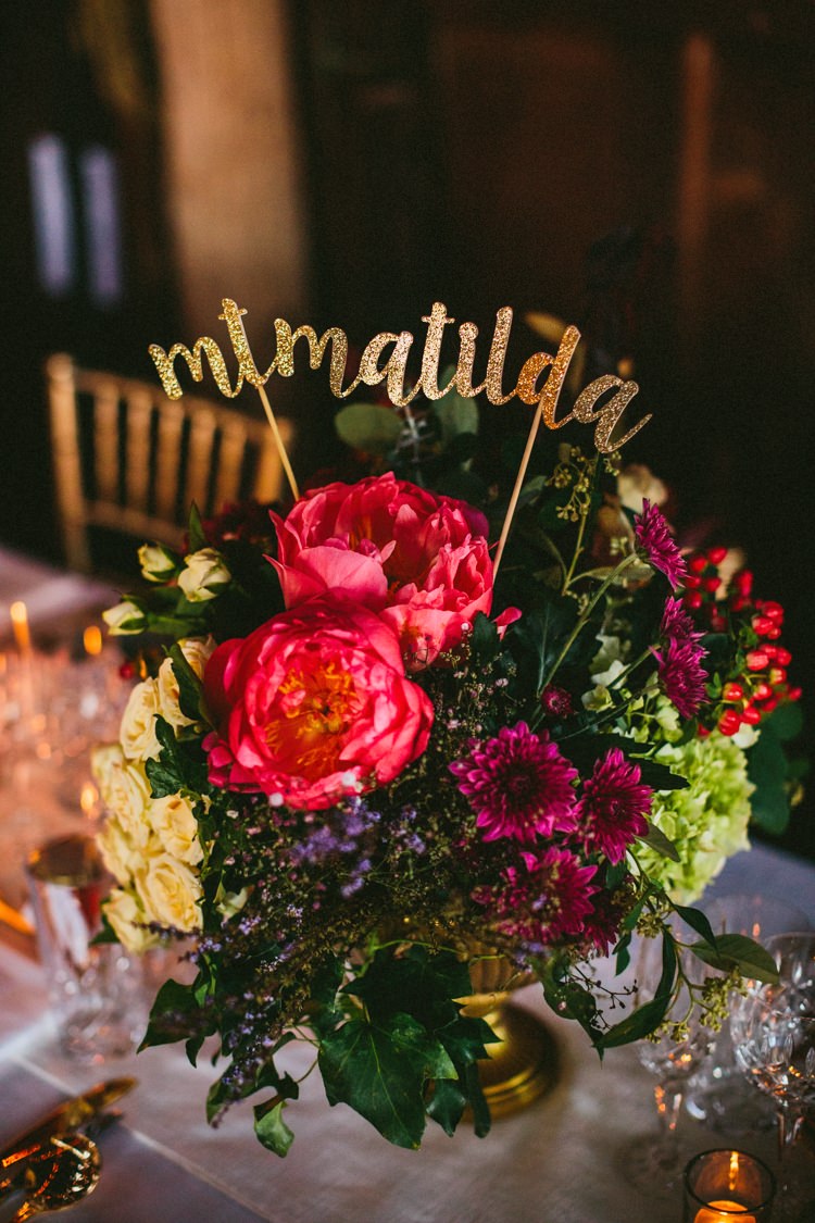 Flowers Pink Peony Peonies Glitter Table Names Whimsical Barn Wedding Australia http://throughthewoodsweran.co.uk/