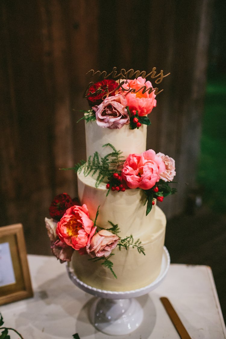 Cake Flowers Peonies Peony Rose Pink Whimsical Barn Wedding Australia http://throughthewoodsweran.co.uk/