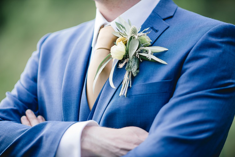 Groom Buttonhole Thistle Laid Back Bohemian Festival Wedding http://benjaminmathers.co.uk/