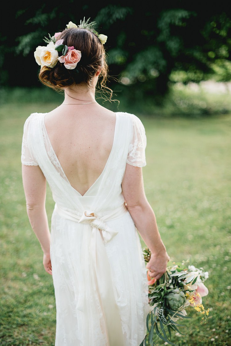 Charlie Brear Dress Gown Bride Bridal Flowers Hair Laid Back Bohemian Festival Wedding http://benjaminmathers.co.uk/