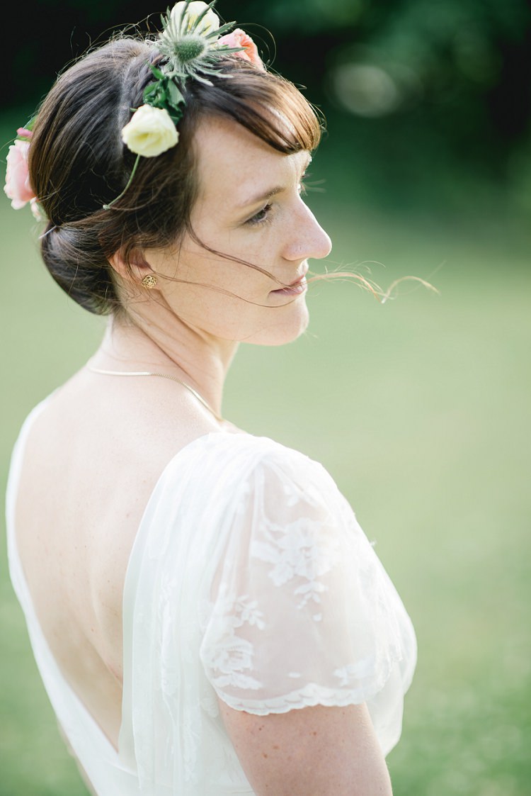 Twist Hair Bride Bridal Flowers Crown Fringe Laid Back Bohemian Festival Wedding http://benjaminmathers.co.uk/
