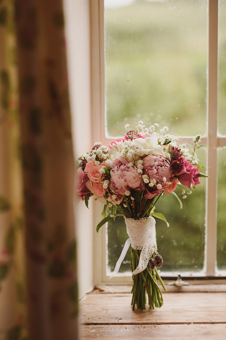 Pink Peony Peonies Rose Bouquet Flowers Bride Bridal Fun Outdoorsy Farm Wedding http://www.samgibsonweddings.co.uk/