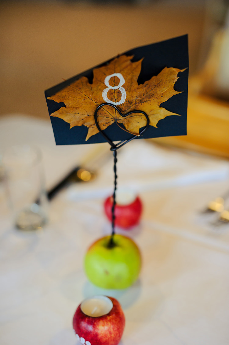 Leaf Table Numbers Rustic Autumnal Apples Country Wedding http://jareklepak.com/