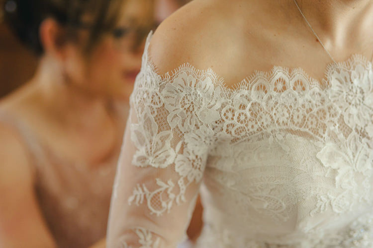 Off Shoulder Lace Dress Gown Sleeves Bride Bridal Rustic Autumnal Apples Country Wedding http://jareklepak.com/