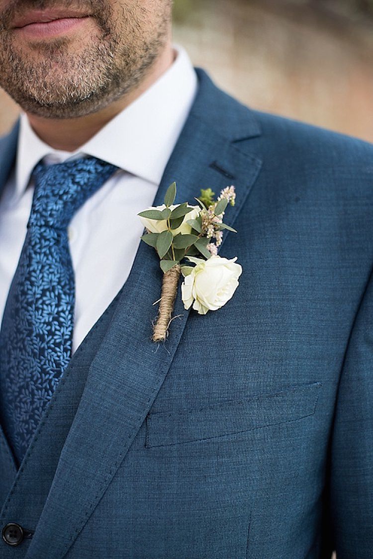 White Buttonhole Flowers Twine Groom Beautiful Country House Wedding http://www.fionasweddingphotography.co.uk/