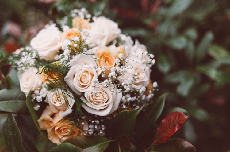 Peach Rose Bouquet Home Made Garden Party Wedding www.purplepeartreephotography.com