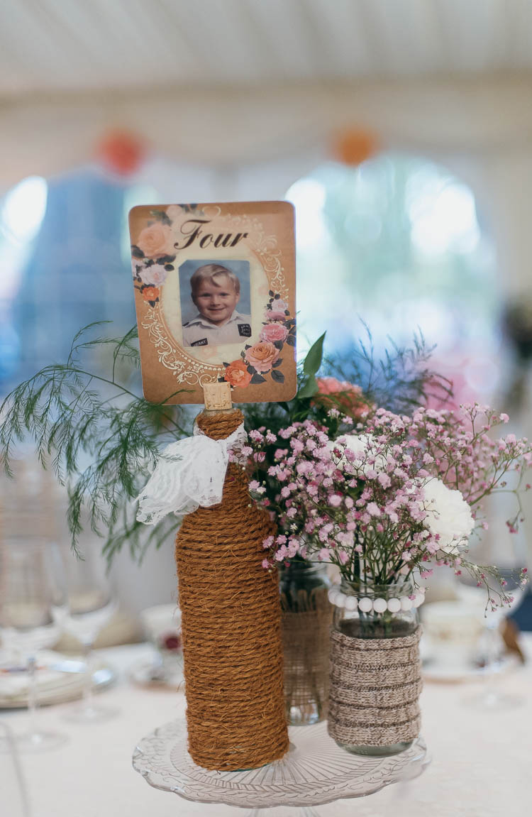 Twine Bottle Flowers Table Names Floral Photo Centrepiece Home Made Garden Party Wedding www.purplepeartreephotography.com