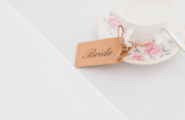 Tea Cup Luggage Tag Place Setting Name Home Made Garden Party Wedding www.purplepeartreephotography.com