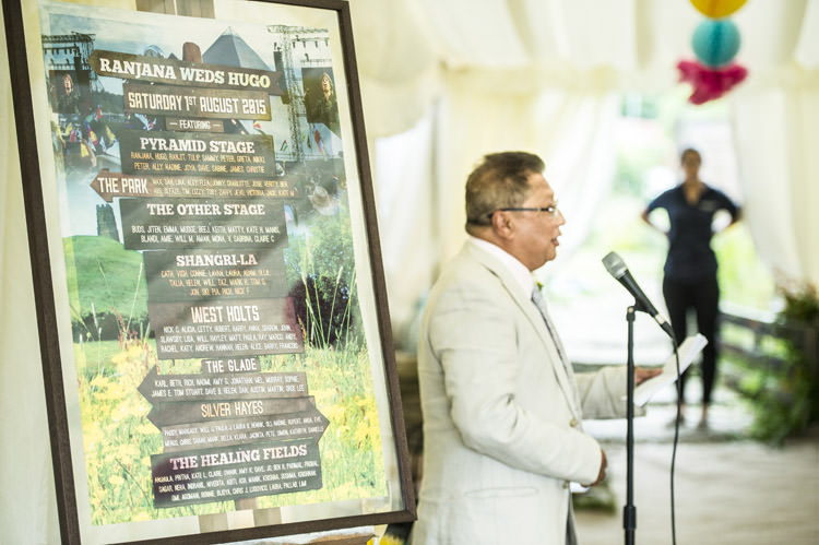Seating Plan Festival Fun Glittery Outdoor Colourful Wedding http://www.reportography.com/