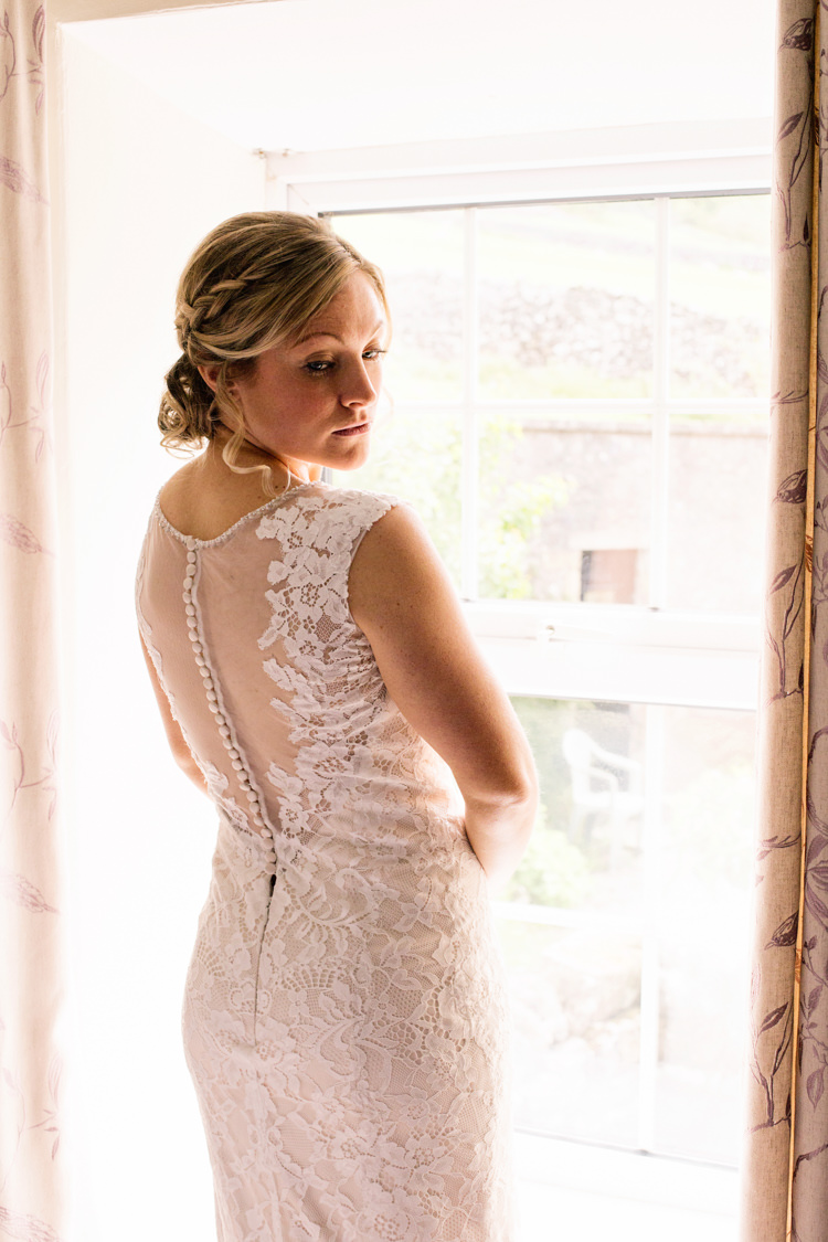 Lace Back Dress Bridal Buttons Allure Pretty DIY Pink Village Hall Countryside Wedding http://www.jobradbury.co.uk/