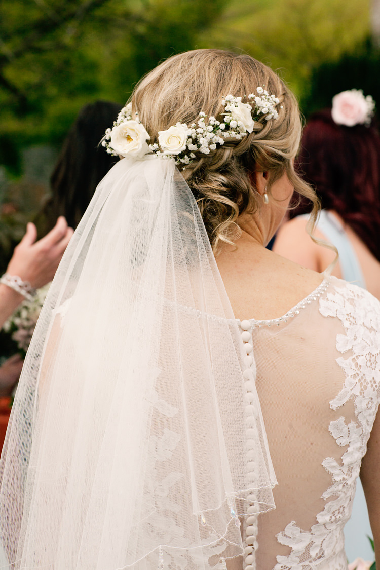 Hair Bride Bridal Flowers Veil Pretty DIY Pink Village Hall Countryside Wedding http://www.jobradbury.co.uk/