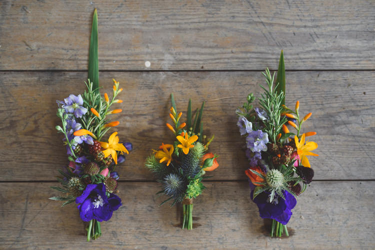 Buttonholes Wild Natural Colourful Stylish Festival Farm Garden Wedding http://www.lisadawn.co.uk/