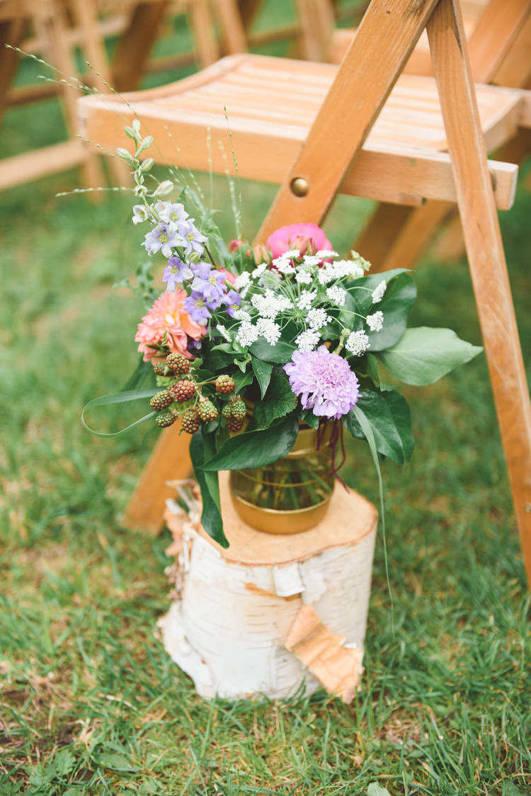 Flower Floral Arrangement Berries Colourful Wild Aisle Ceremony Stylish Festival Farm Garden Wedding http://www.lisadawn.co.uk/