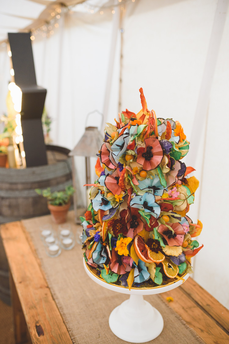 Rainbow Flower Cake Art Stylish Festival Farm Garden Wedding http://www.lisadawn.co.uk/