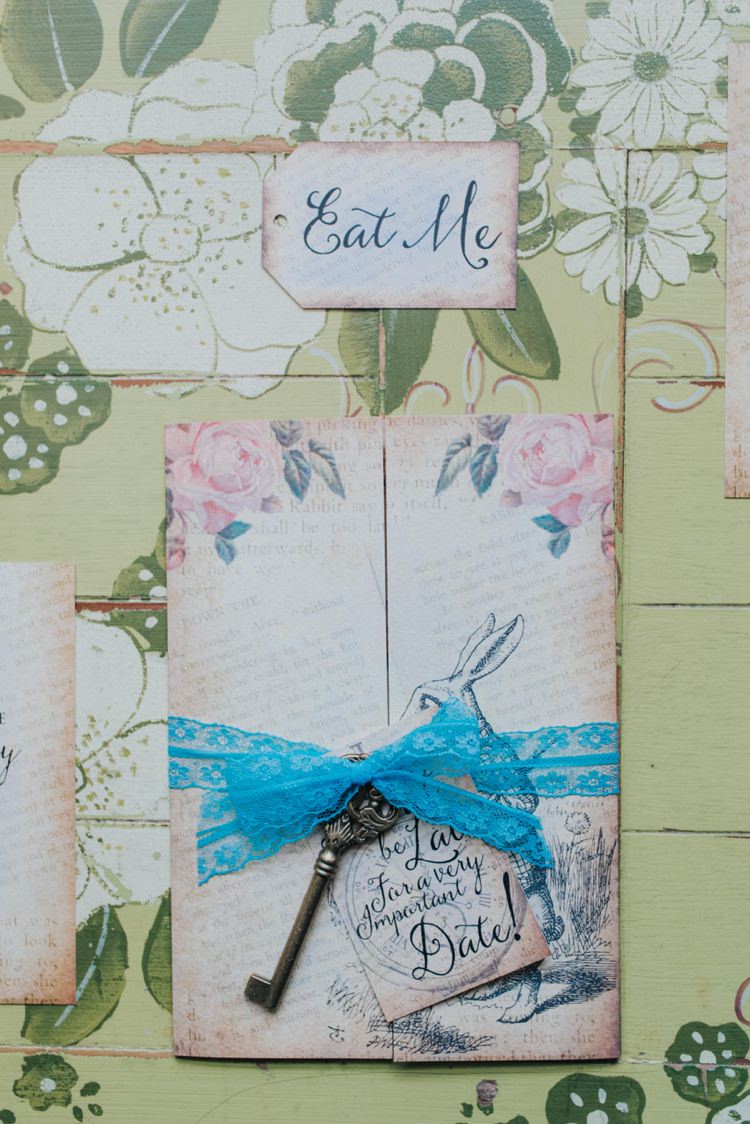 Stationery Invitations Key Alice in Wonderland Wedding Ideas http://nataliepluck.com/