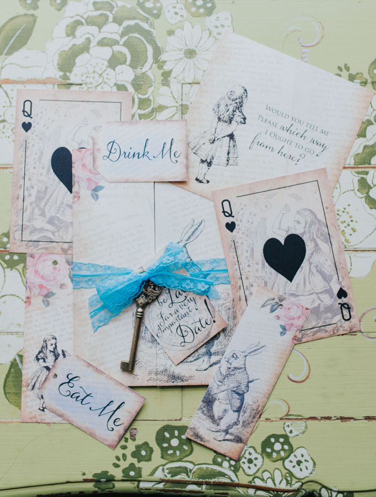 Stationery Invitations Key Alice in Wonderland Wedding Ideas http://nataliepluck.com/