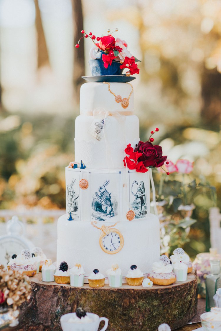Cake Log Cupcakes Topper Tea Party Alice in Wonderland Wedding Ideas http://nataliepluck.com/