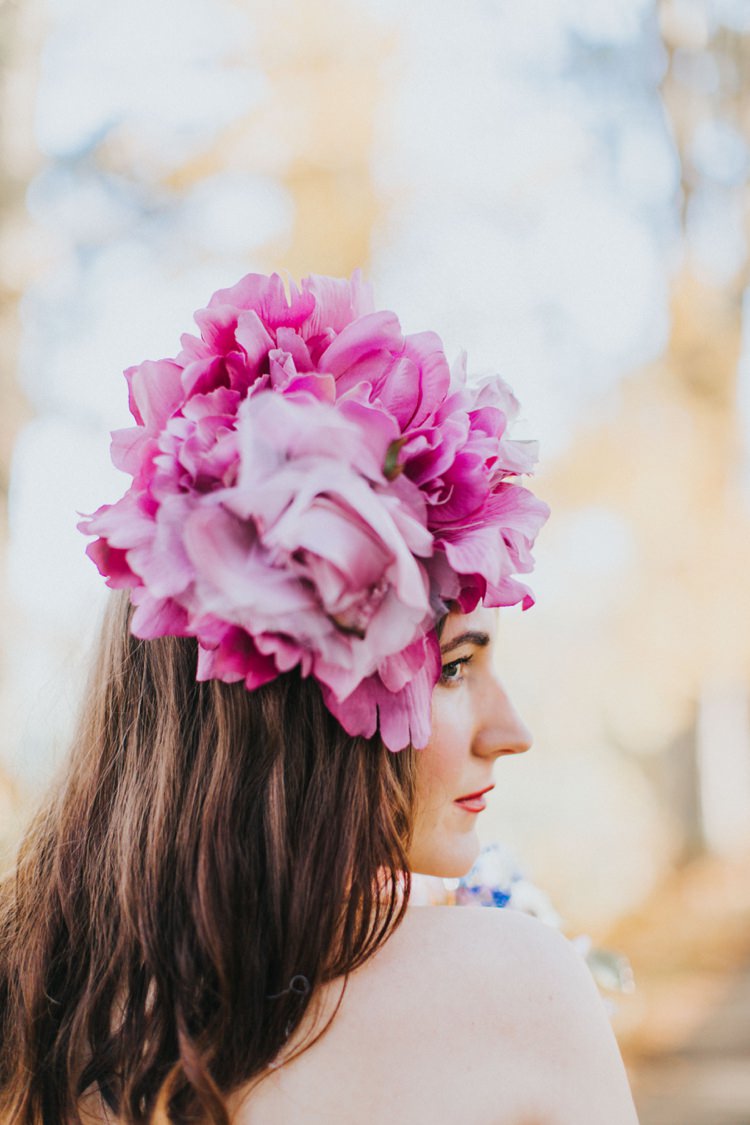 Pink Flower Hair Head Dress Accessory Bride Bridal Alice in Wonderland Wedding Ideas http://nataliepluck.com/
