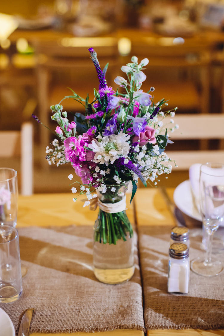 Vase Flowers Pink Table Centrepiece Rustic Relaxed Blue Tipi Wedding http://www.lucylittle.co.uk/