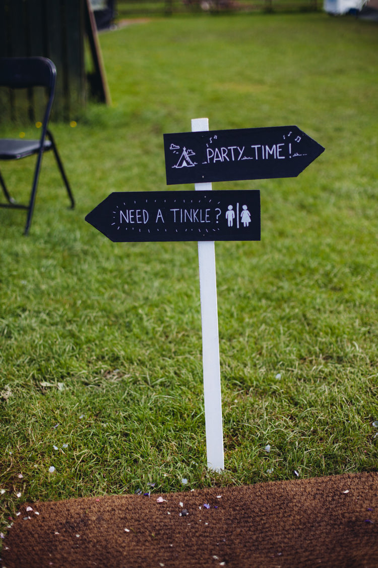 Black Chalk Board Sign Post Rustic Relaxed Blue Tipi Wedding http://www.lucylittle.co.uk/