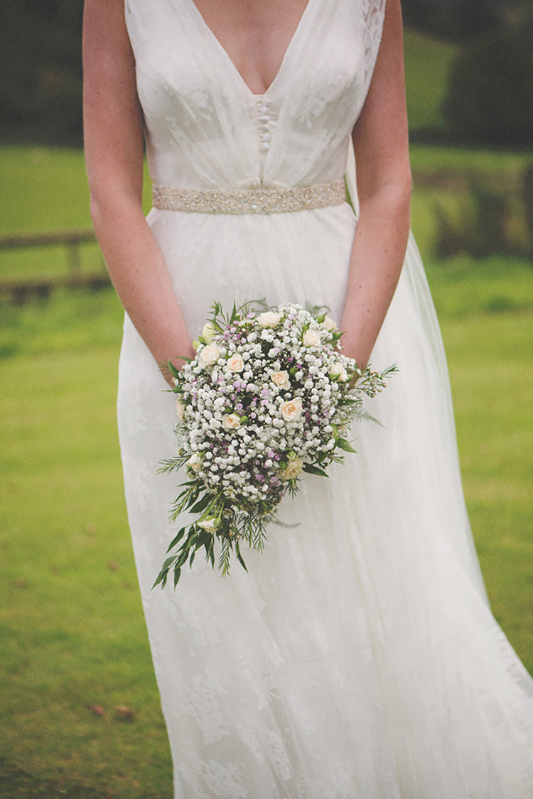 Rose Gypsophila Baby Breath Bouquet Bride Bridal Stylish Relaxed Fun Marquee Wedding http://www.bennicarolweddingphotography.com/