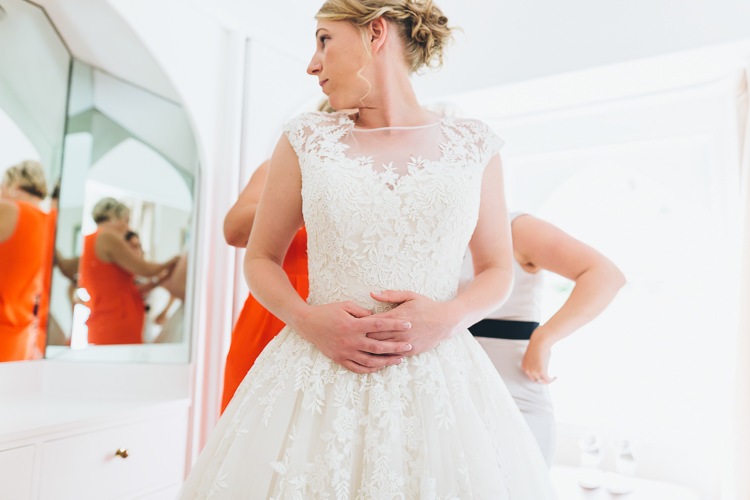 Flower Floral Applique Dress Gown Bride Bridal Intimate Outdoor Isle of Skye Wedding http://sarahbethphoto.co.uk/