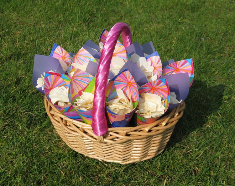 Colourful Confetti Basket. Credit- The Real Flower Petal Confetti Company
