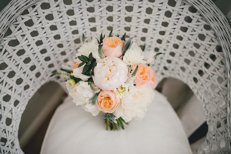 Peach Bouquet Peony Peonies Flowers Bride Bridal Rustic Chic Blush Barn Wedding http://www.kerrydiamondphotography.com/
