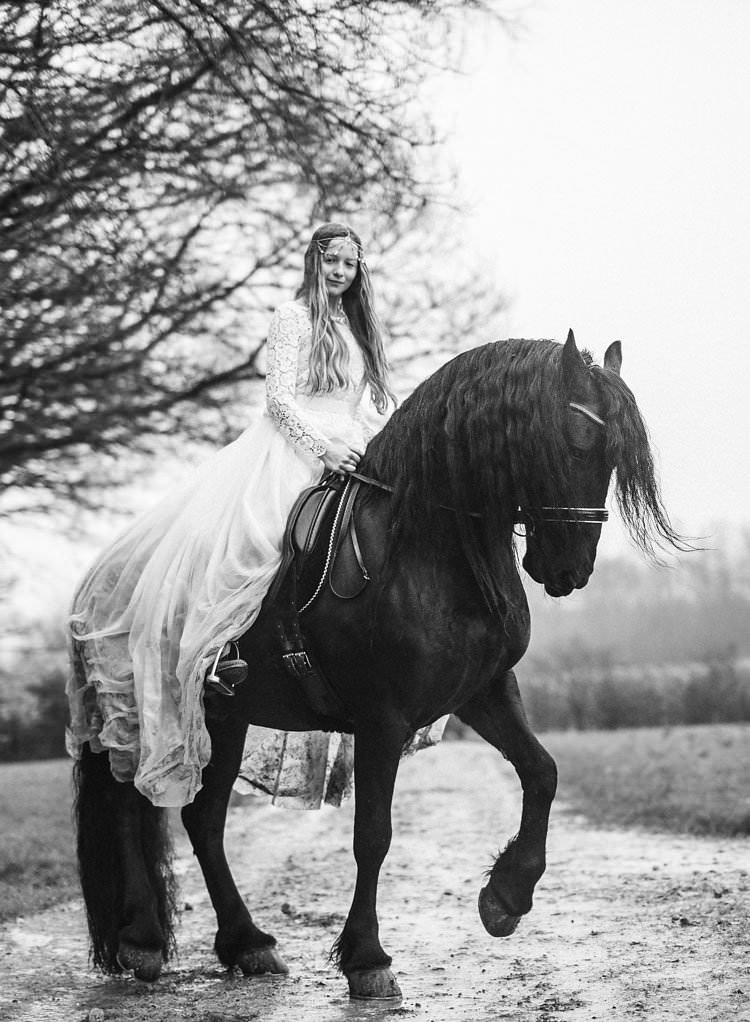 Horse Stallion Bride Bridal Magical Dark Fairytale Wedding Ideas http://www.rubielovephotography.co.uk/