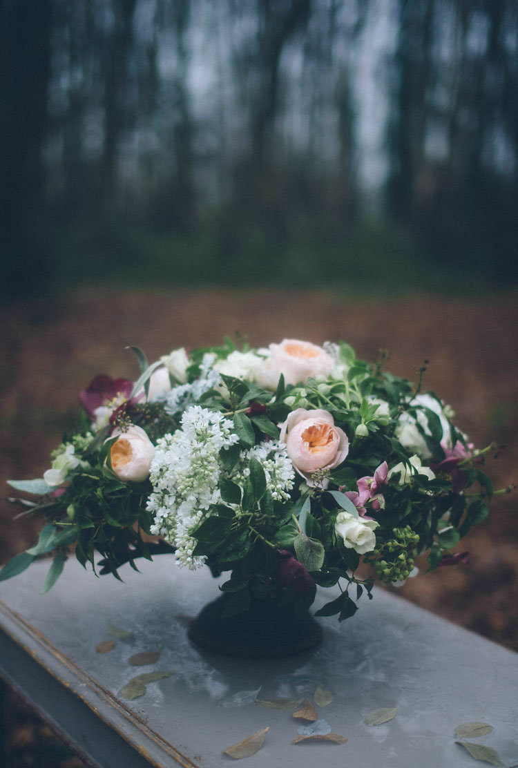 Whimsical Flowers Arrangement Peach Red Greenery Magical Dark Fairytale Wedding Ideas http://www.rubielovephotography.co.uk/