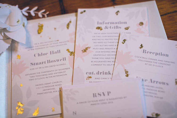 Floral Gold Stationery Invitations Magical Dark Fairytale Wedding Ideas http://www.rubielovephotography.co.uk/