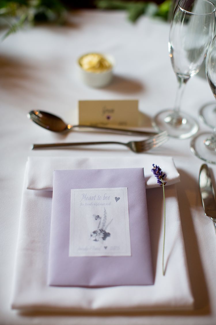 Seed Favours Lavender Place Setting Natural Ethereal Purple Wedding http://www.katherineashdown.co.uk/