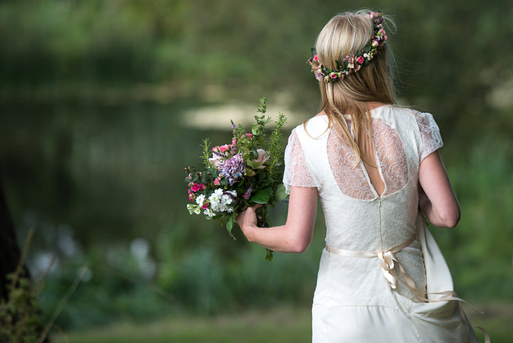 Flower Crown Bride Bridal Bouquet Vintage Greenery Garden Marquee Wedding http://louiseadbyphoto.com/