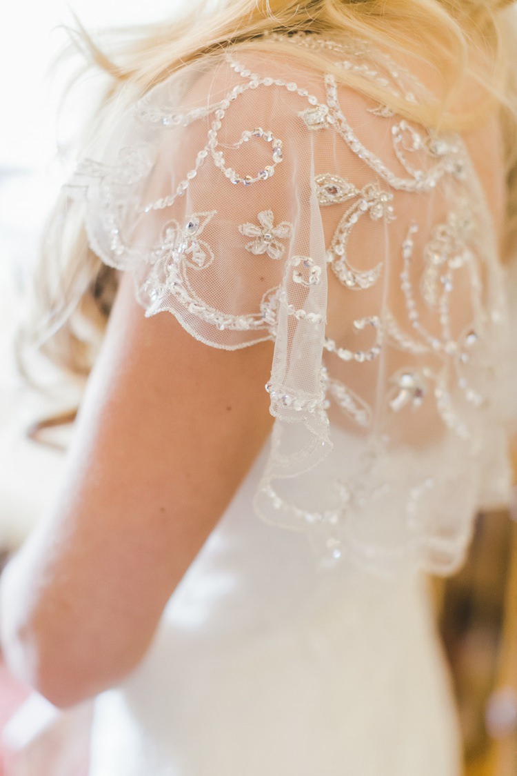 Dress Gown Bride Bridal Sleeve Cap Embellished Sheer Fantastical Woodland Renaissance Wedding in California http://www.milouandolin.com/