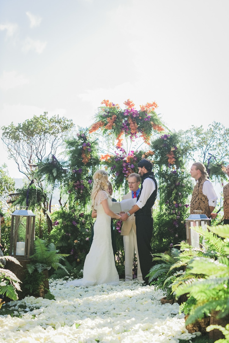 Flower Floral Arch Aisle Petals Backdrop Fantastical Woodland Renaissance Wedding in California http://www.milouandolin.com/