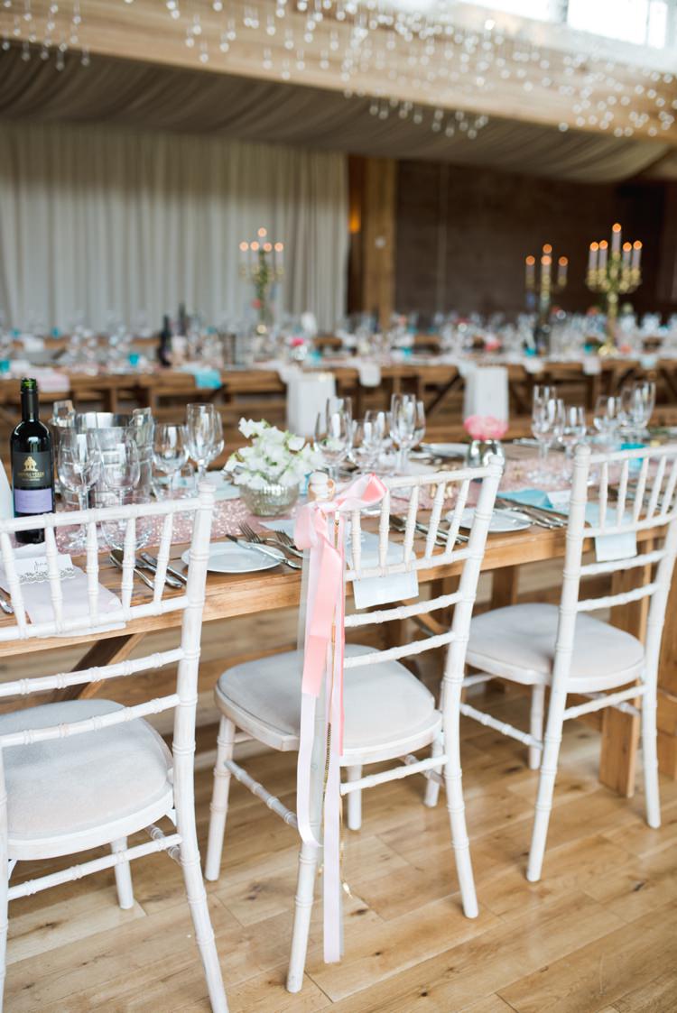 Ribbon Chair Decor Colourful Pastel Sequin Wedding http://www.laurapower.co.uk/
