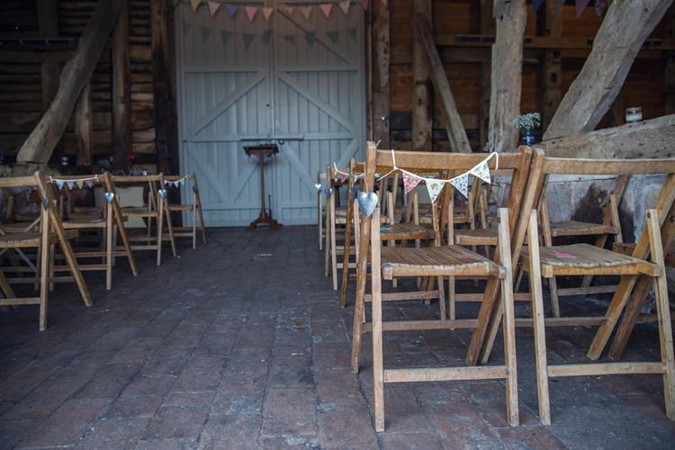 Chairs Rustic Ceremony Bunting Eclectic Cool Barn Wedding http://assassynation.co.uk/