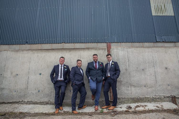 Navy Groom Groomsmen Suits Eclectic Cool Barn Wedding http://assassynation.co.uk/