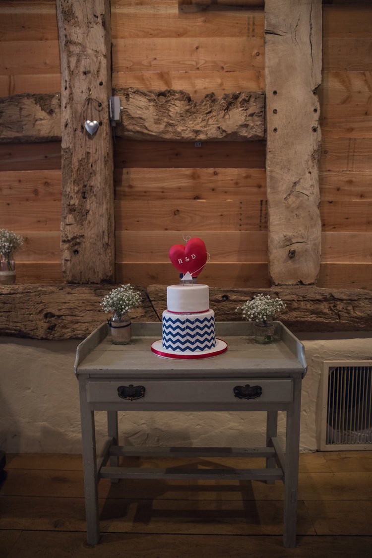 Chevron Cake Heart Topper Red Blue Eclectic Cool Barn Wedding http://assassynation.co.uk/
